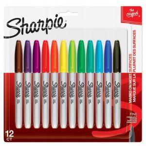 Markery permanentne Sharpie Fine, 12 kolorów